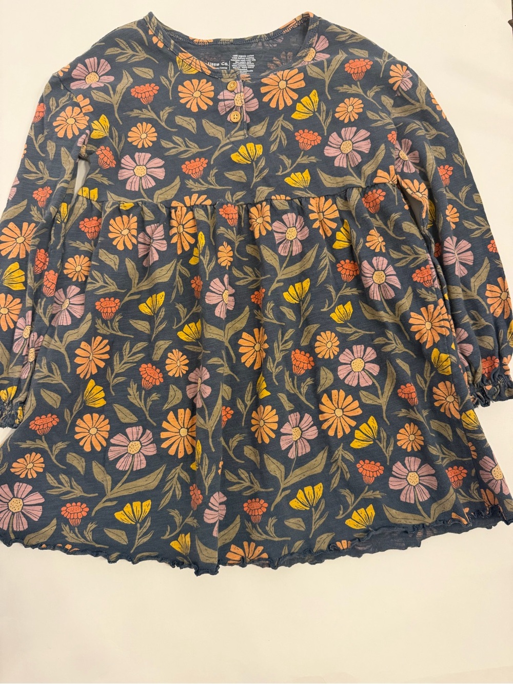 Little co. Girls Floral Long Sleeve ruffled edge dress size 5T